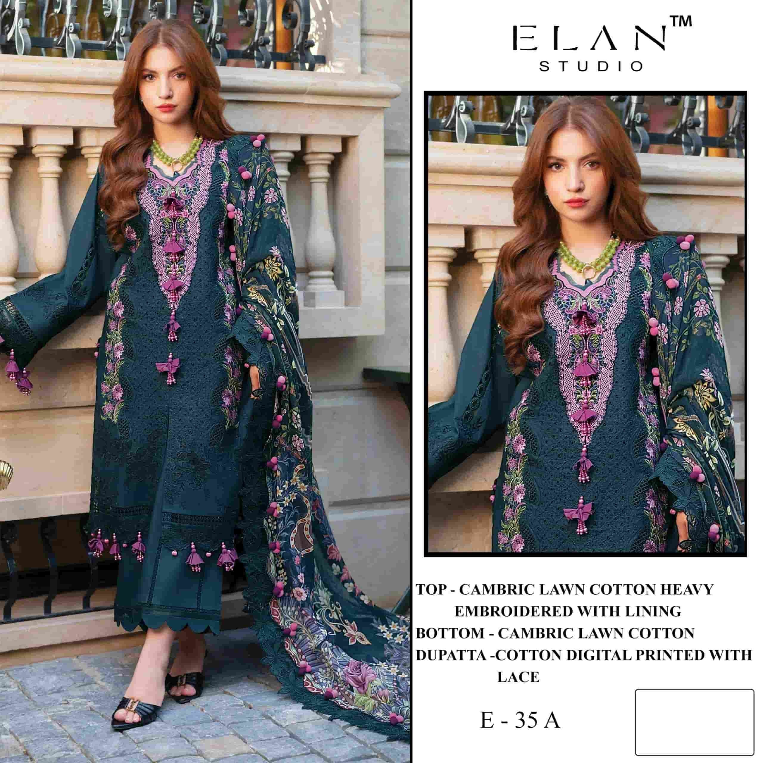 Elan Studio E-35 Abcd Cambric Lawn Cotton Pakistani Suit