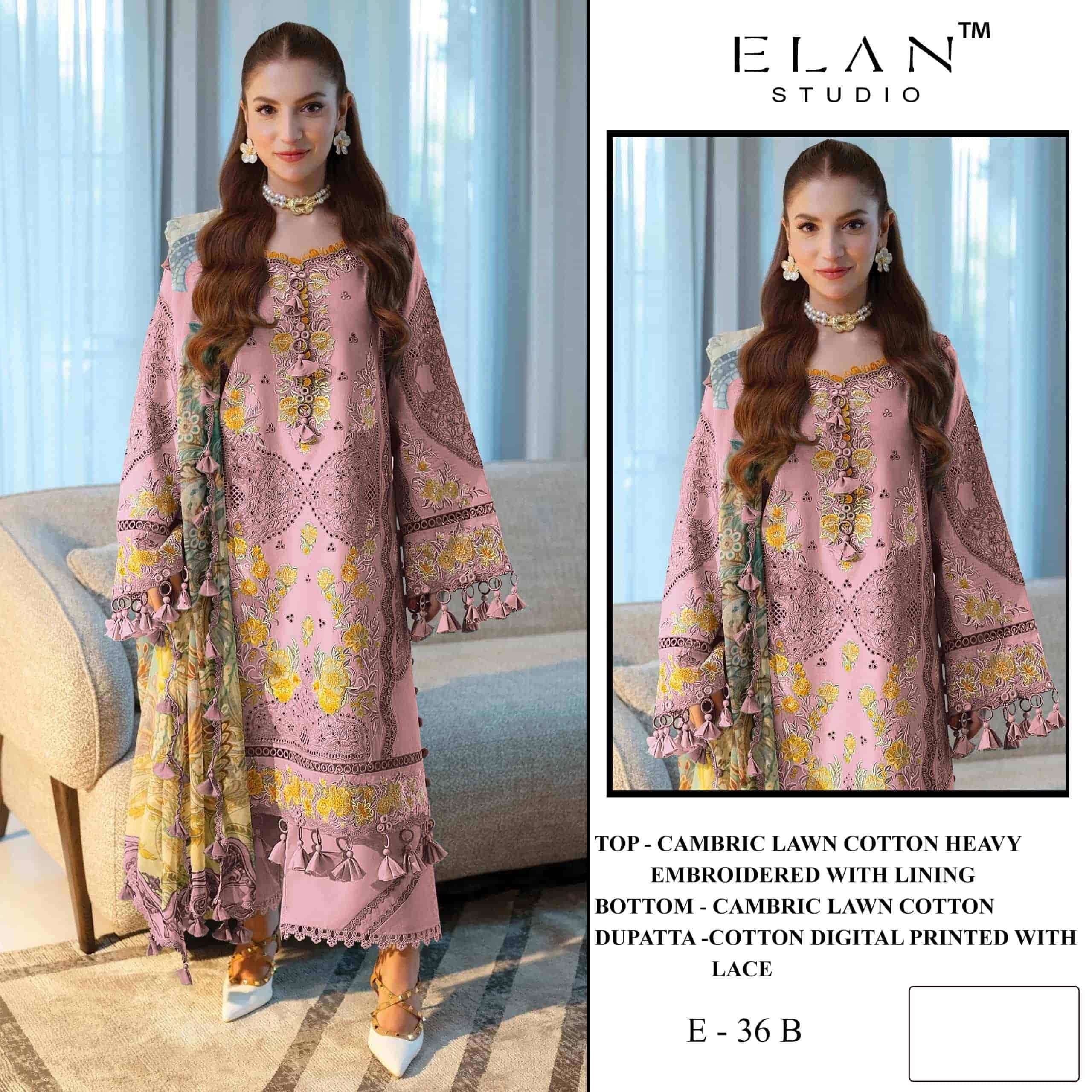 Elan Studio E-36 Abcd Cambric Lawn Cotton Pakistani Suit