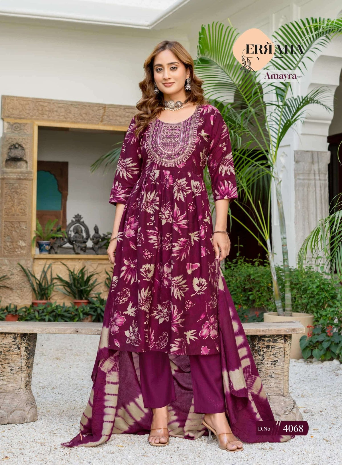 Erraha Amayra Vol 7 Foil Print Kurti Pant Dupatta Set - Amrah Wholesale