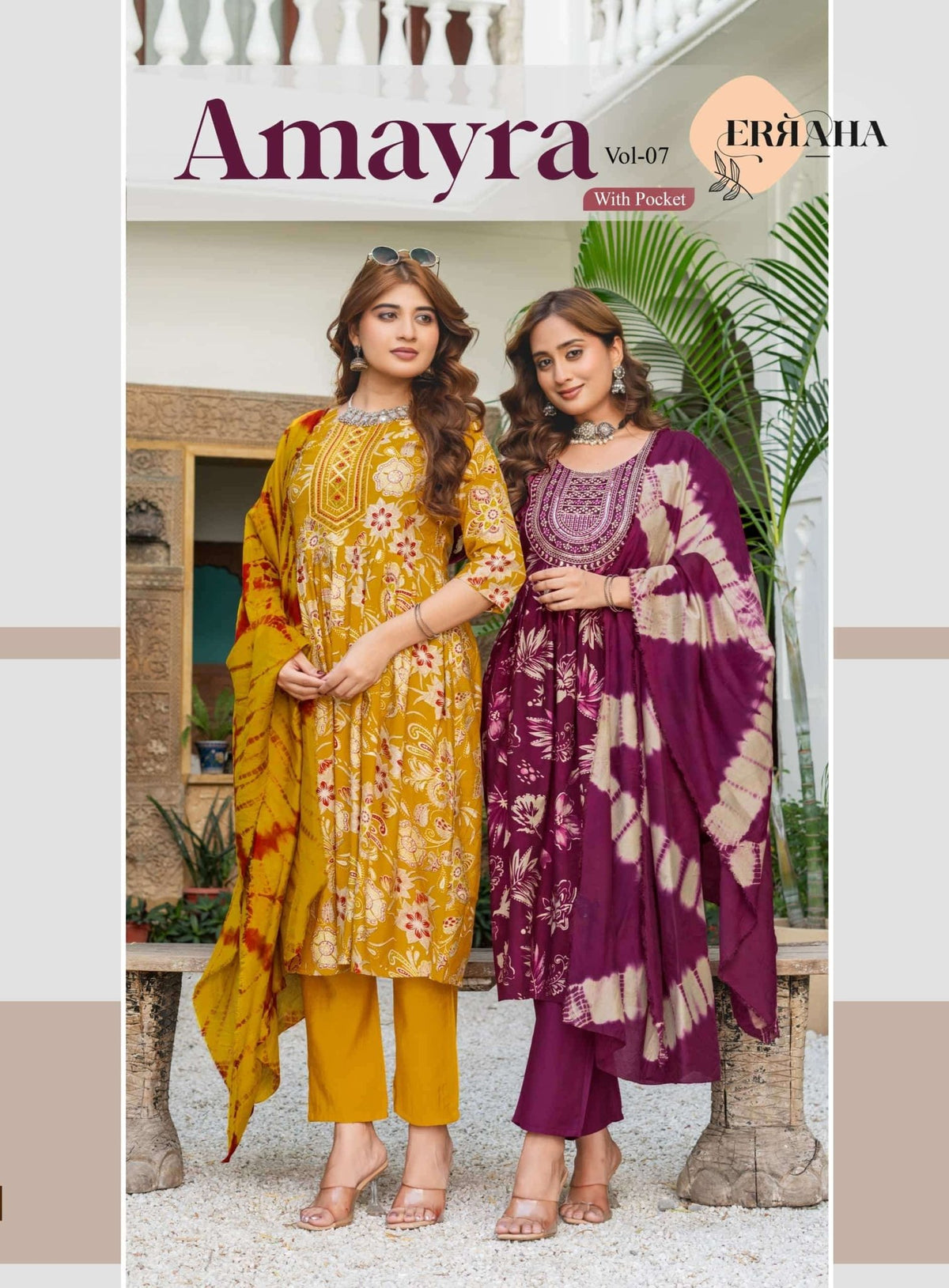 Erraha Amayra Vol 7 Foil Print Kurti Pant Dupatta Set - Amrah Wholesale