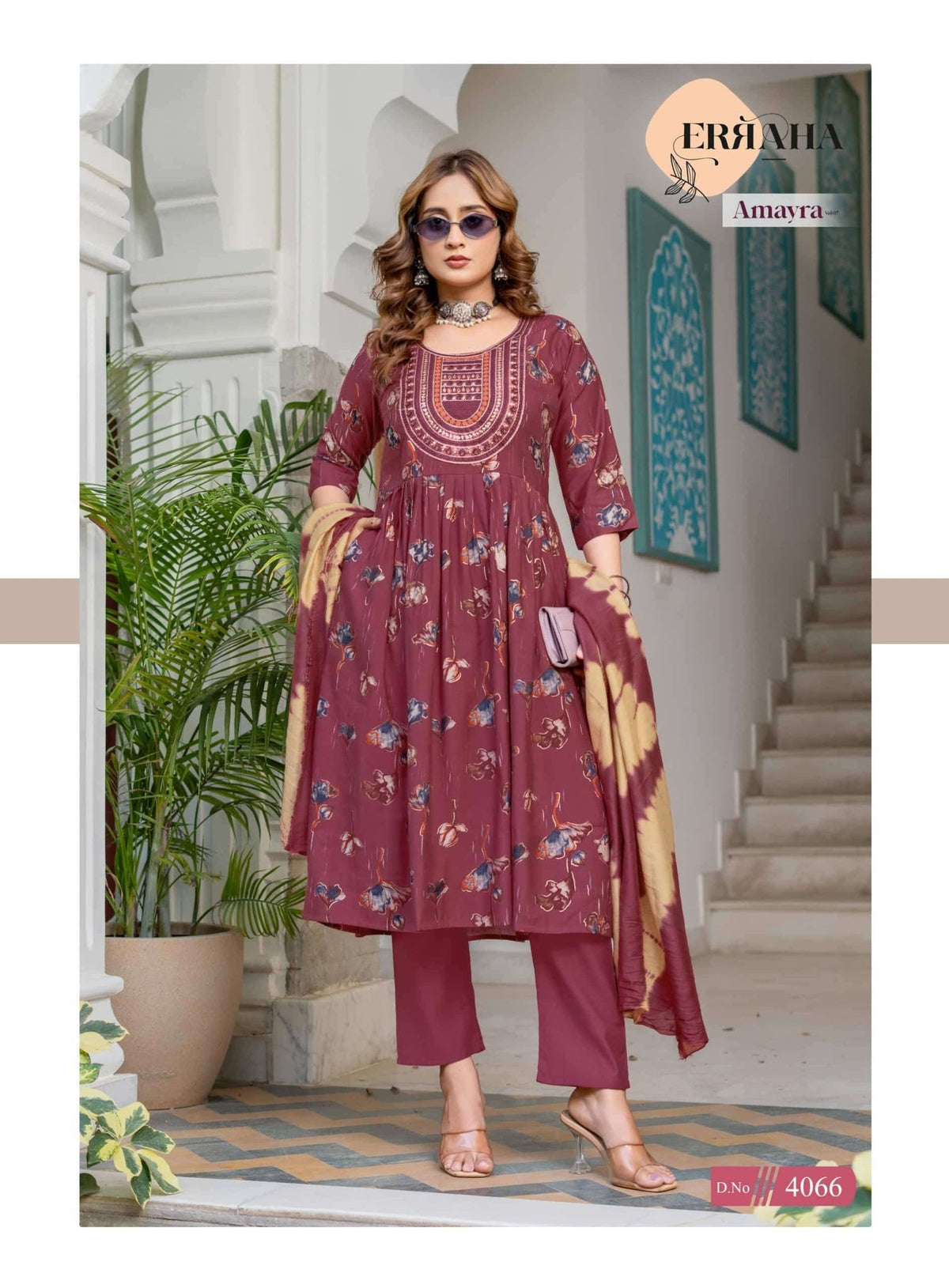 Erraha Amayra Vol 7 Foil Print Kurti Pant Dupatta Set - Amrah Wholesale