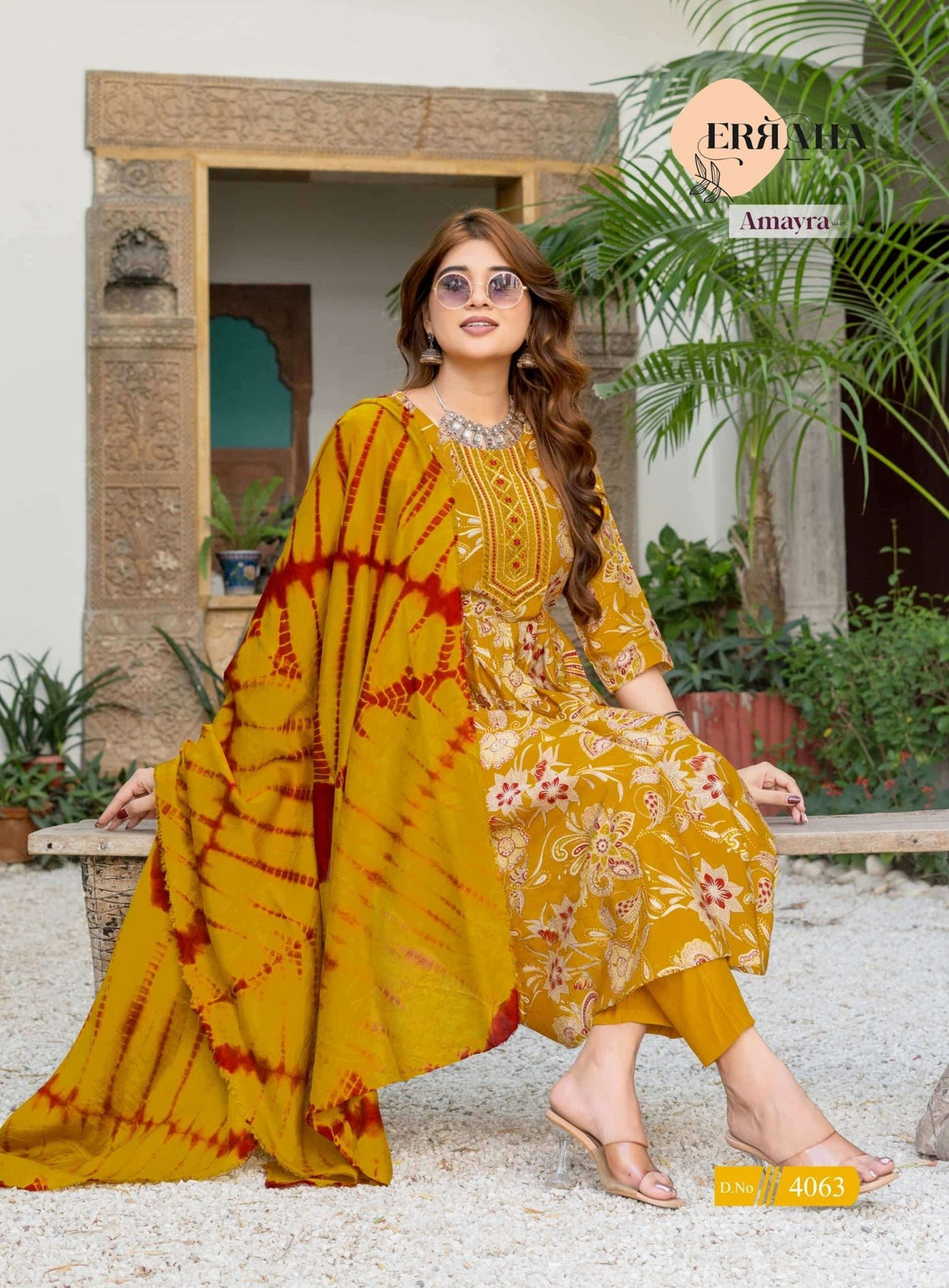 Erraha Amayra Vol 7 Foil Print Kurti Pant Dupatta Set - Amrah Wholesale