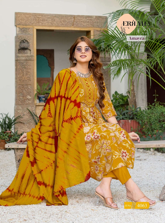 Erraha Amayra Vol 7 Foil Print Kurti Pant Dupatta Set - Amrah Wholesale