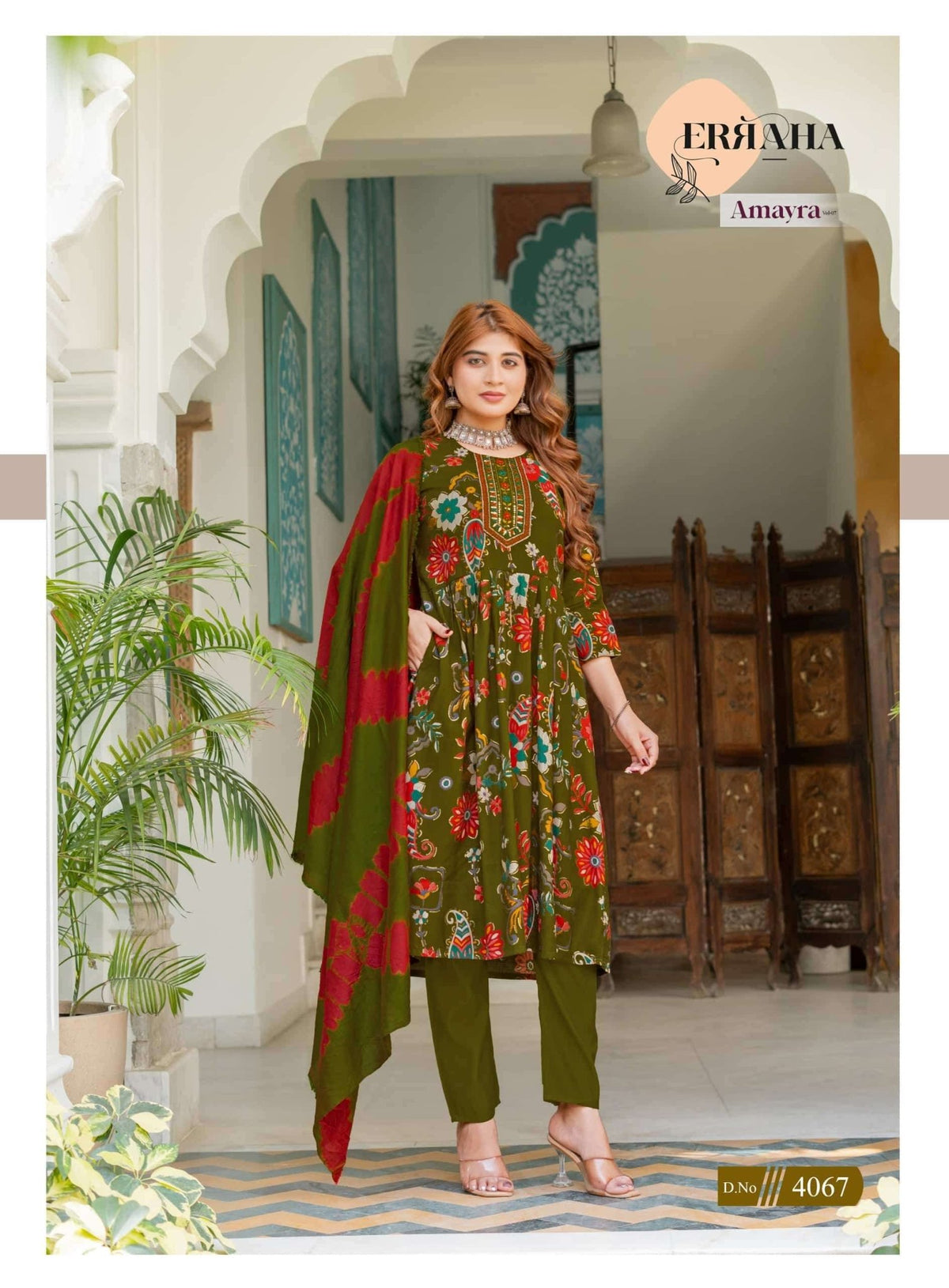 Erraha Amayra Vol 7 Foil Print Kurti Pant Dupatta Set - Amrah Wholesale