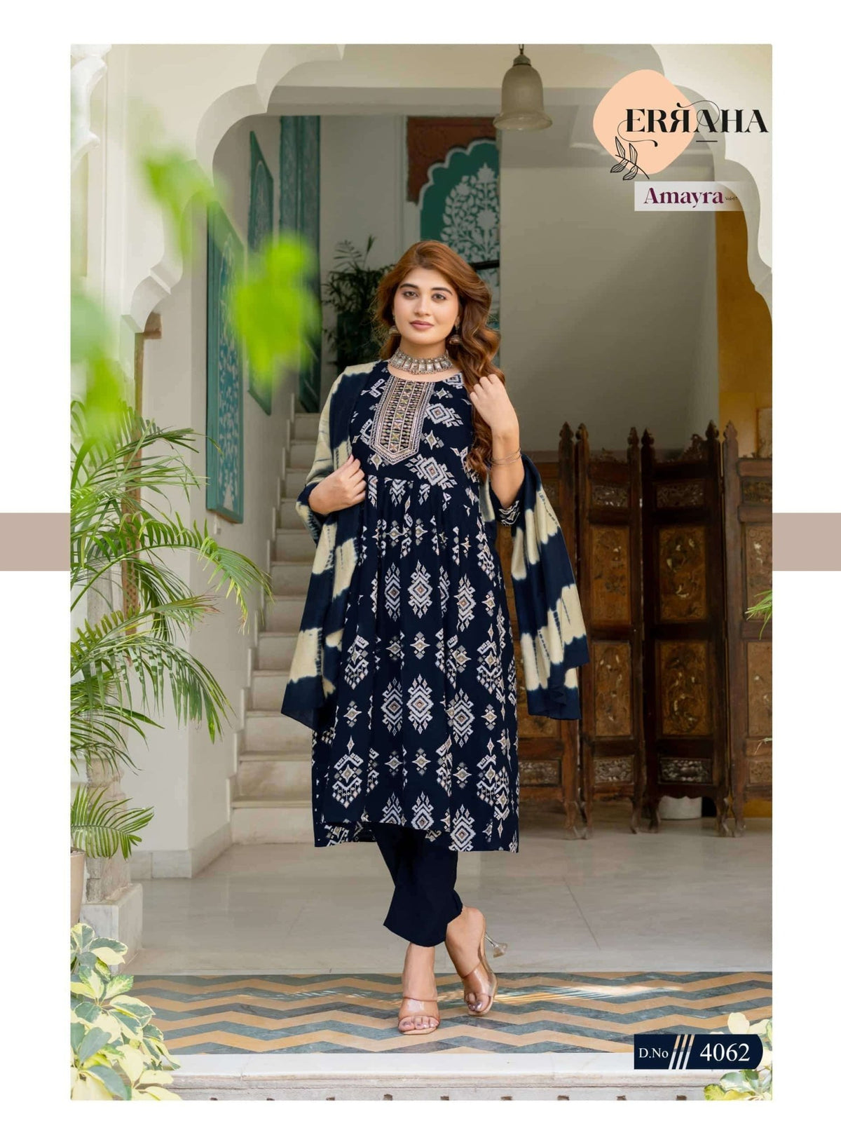 Erraha Amayra Vol 7 Foil Print Kurti Pant Dupatta Set - Amrah Wholesale