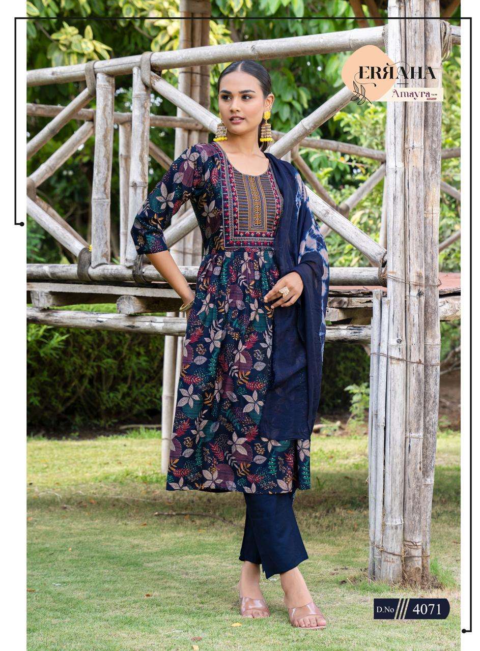 Erraha Amayra Vol 8 Vetican Foil Print Top Bottom Dupatta Set