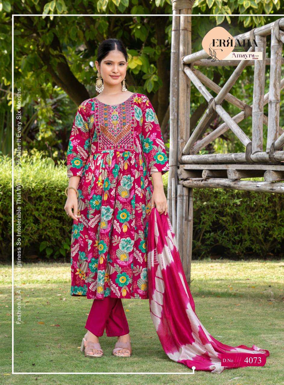 Erraha Amayra Vol 8 Vetican Foil Print Top Bottom Dupatta Set