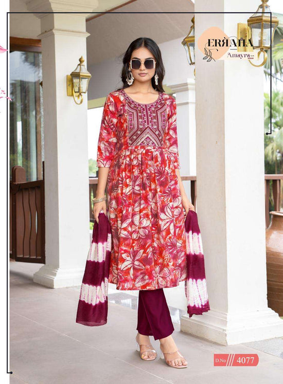 Erraha Amayra Vol 8 Vetican Foil Print Top Bottom Dupatta Set