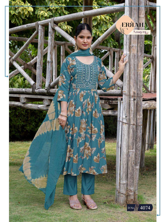 Erraha Amayra Vol 8 Vetican Foil Print Top Bottom Dupatta Set