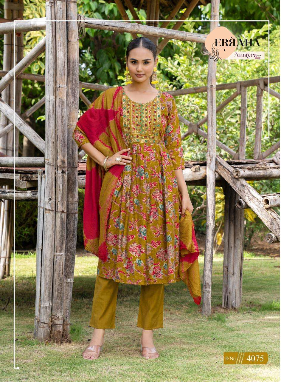 Erraha Amayra Vol 8 Vetican Foil Print Top Bottom Dupatta Set