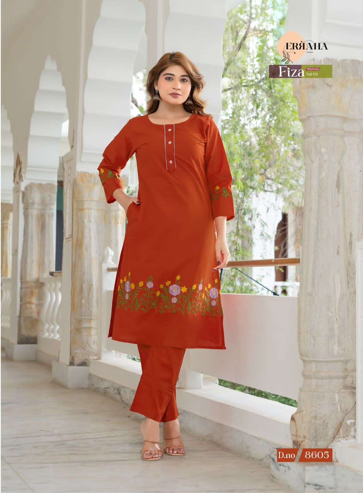 Erraha Fiza Vol 1 Cotton Embroidered Co Ord Set - Amrah Wholesale