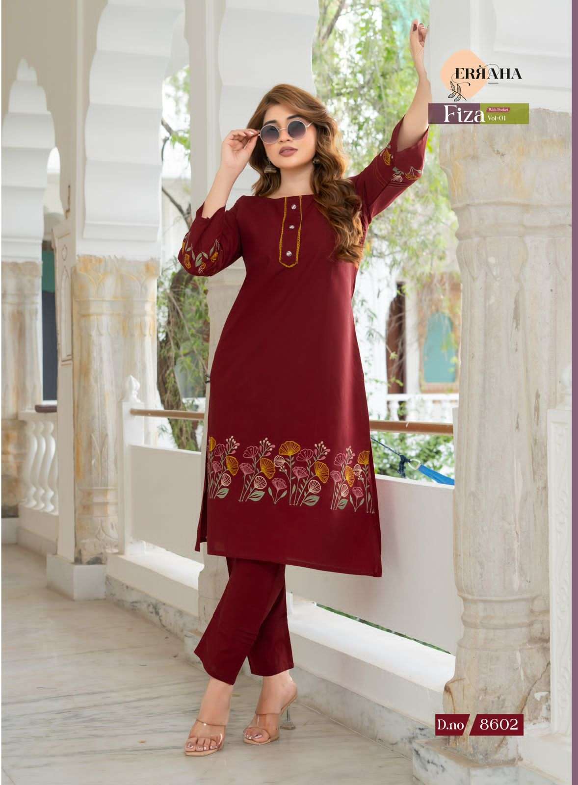 Erraha Fiza Vol 1 Cotton Embroidered Co Ord Set - Amrah Wholesale