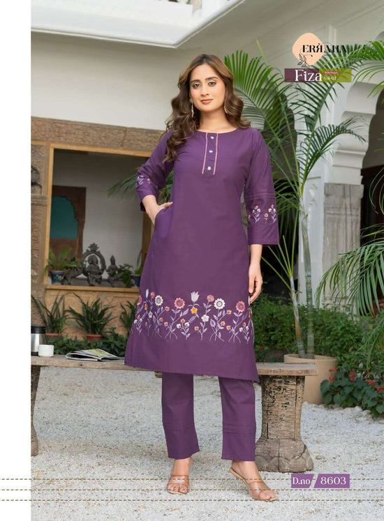 Erraha Fiza Vol 1 Cotton Embroidered Co Ord Set - Amrah Wholesale