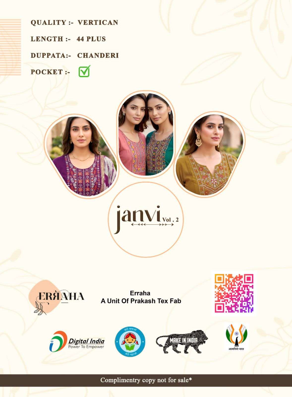Erraha Janvi Vol 2 Embroidered Readymade Top Bottom Dupatta Set