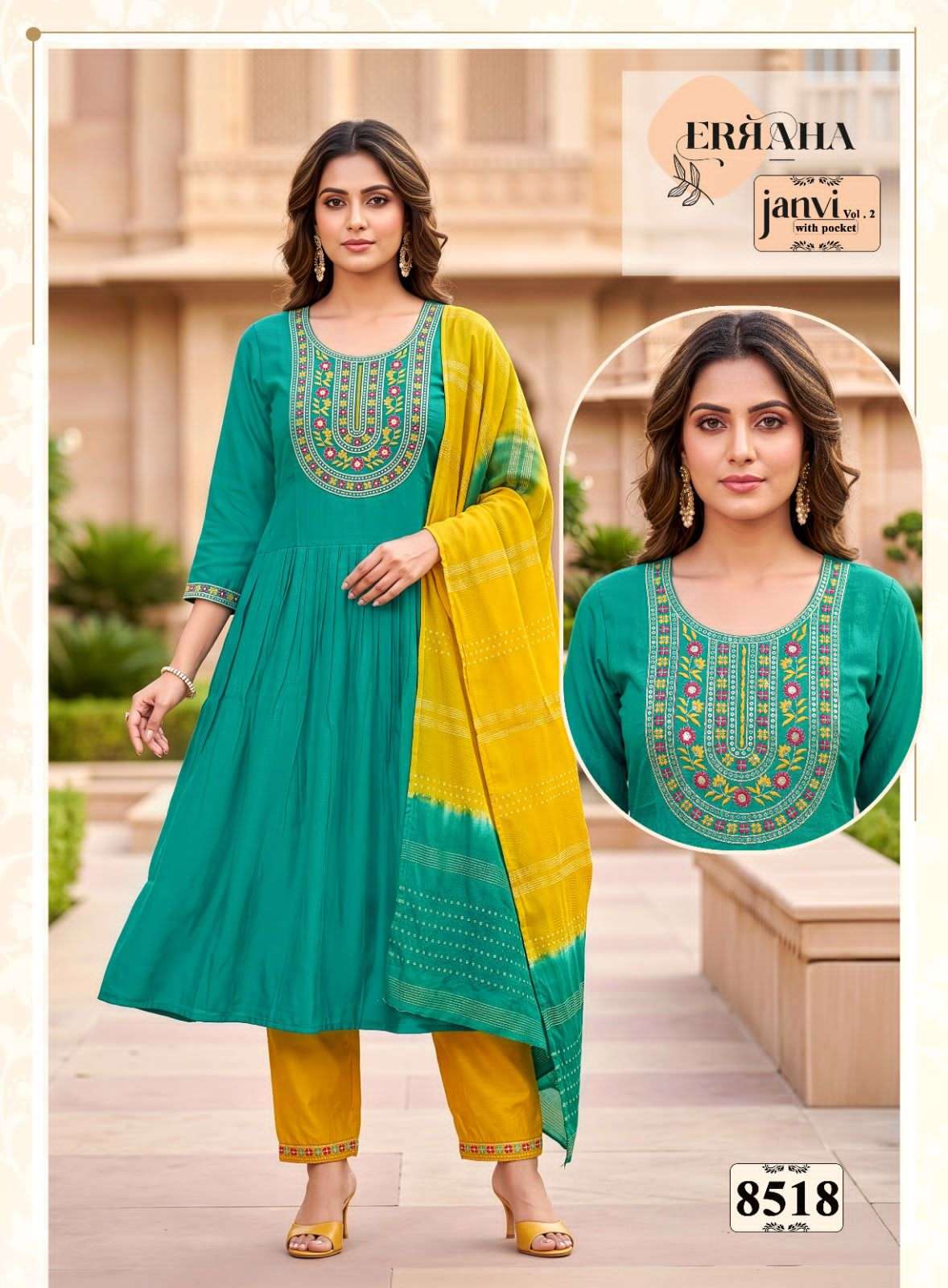 Erraha Janvi Vol 2 Embroidered Readymade Top Bottom Dupatta Set