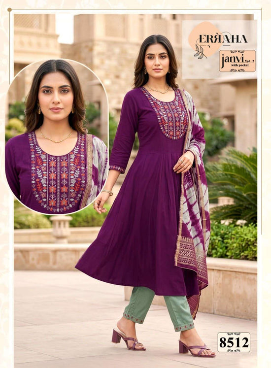 Erraha Janvi Vol 2 Embroidered Readymade Top Bottom Dupatta Set