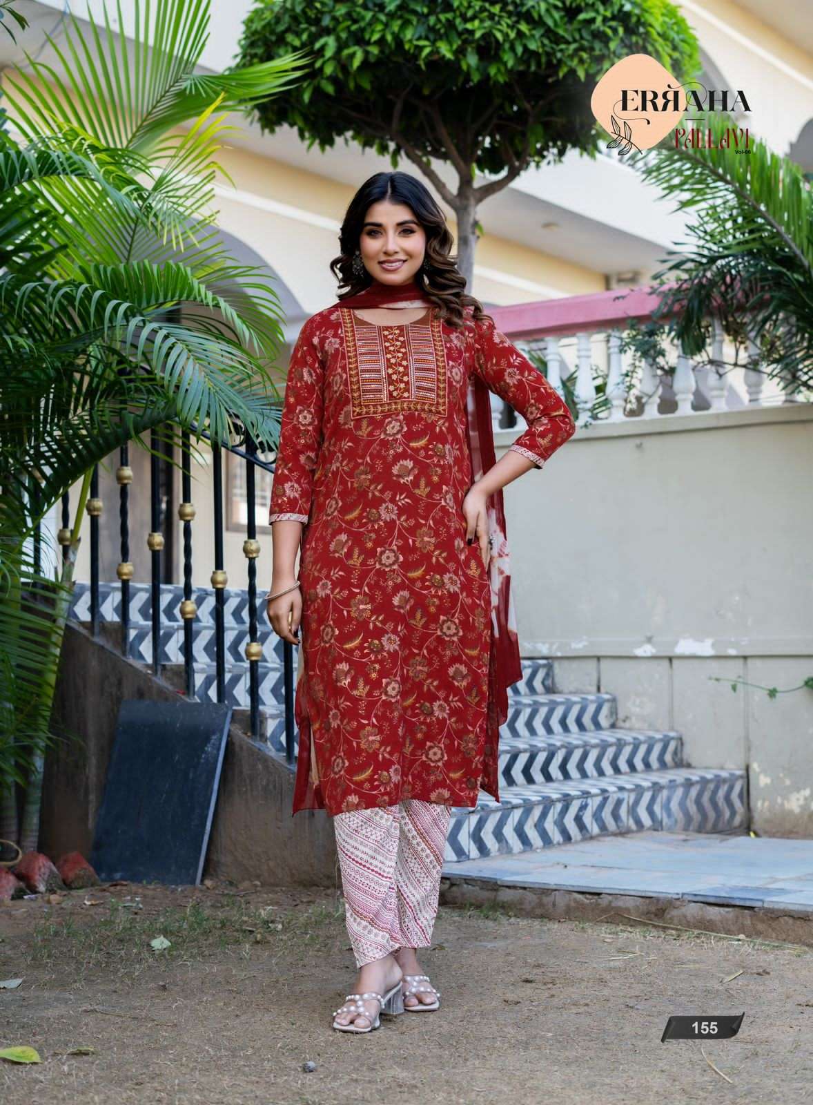 Erraha Pallavi Vol 6 Rayon Kurti Pant Dupatta Set - Amrah Wholesale