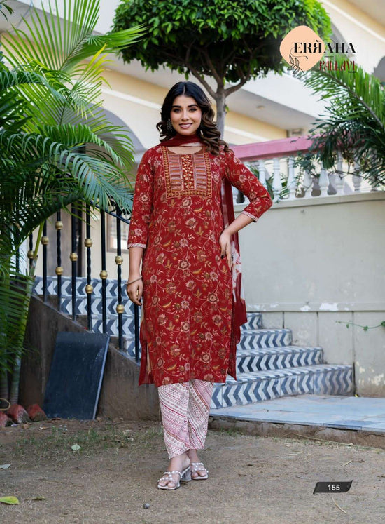 Erraha Pallavi Vol 6 Rayon Kurti Pant Dupatta Set - Amrah Wholesale