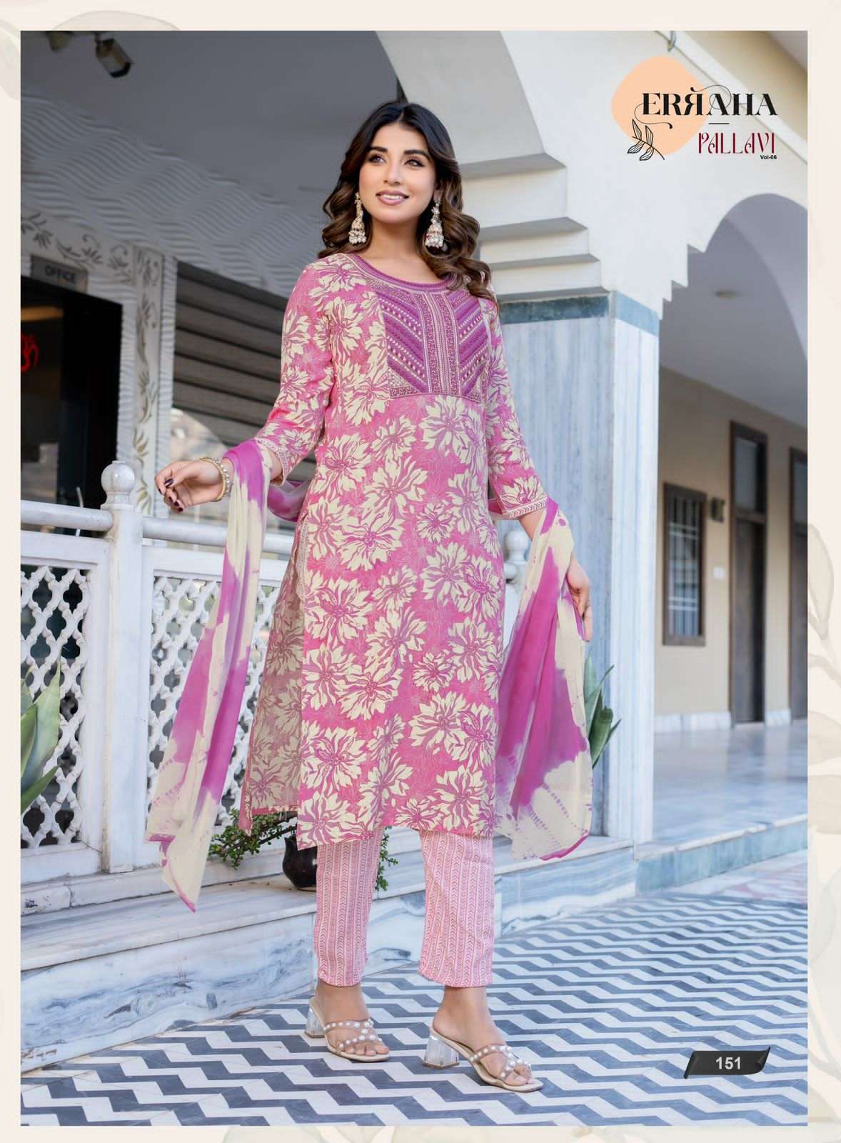 Erraha Pallavi Vol 6 Rayon Kurti Pant Dupatta Set - Amrah Wholesale