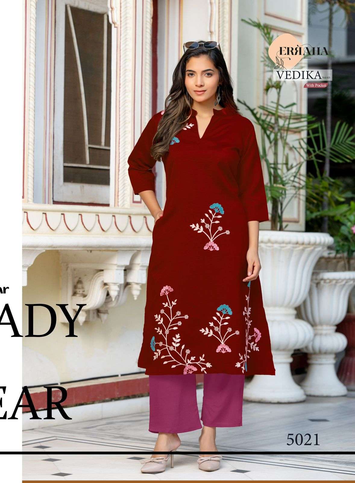 Erraha Vedika Vol 3 Embroidered Kurti Bottom Set