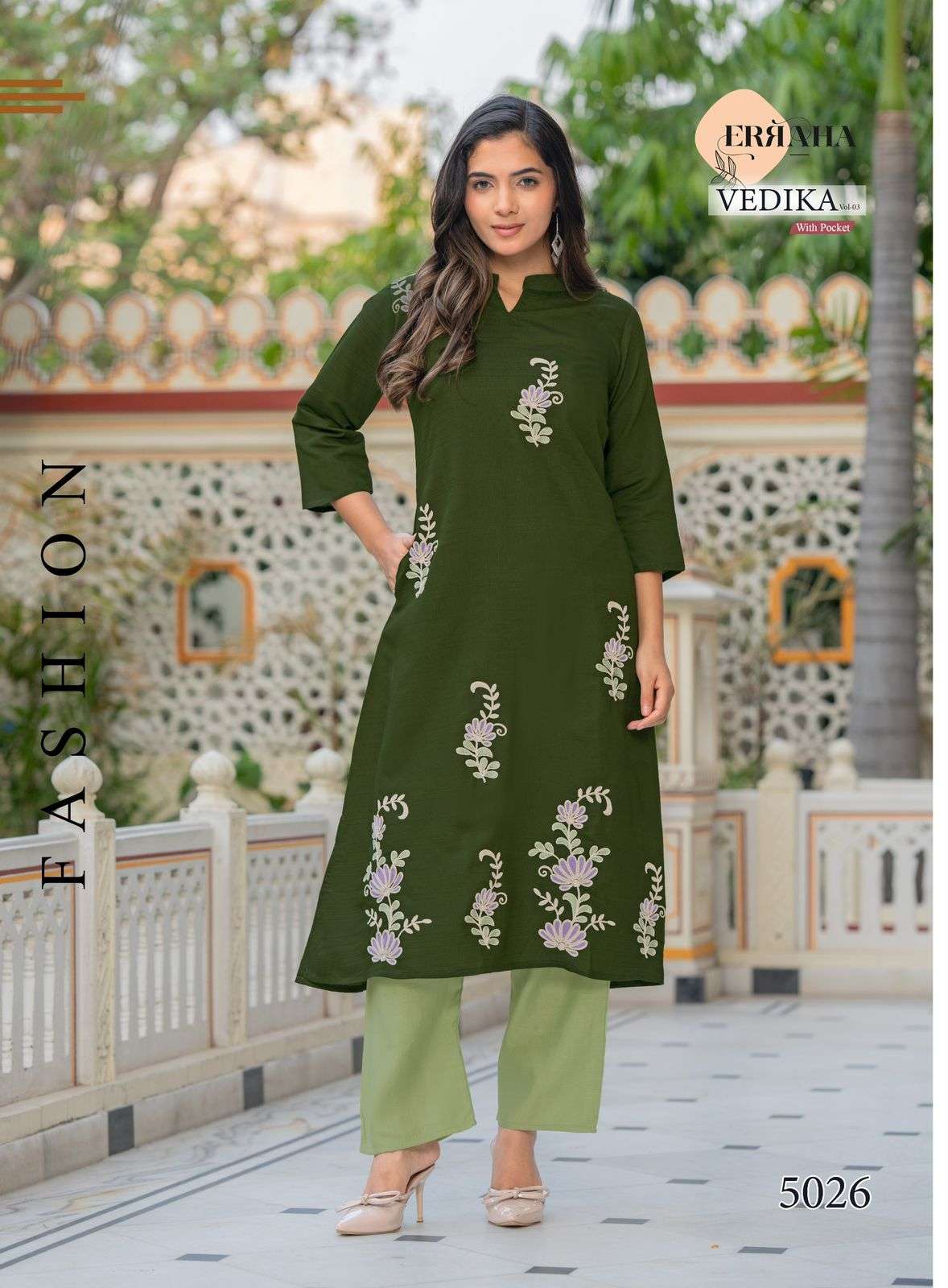 Erraha Vedika Vol 3 Embroidered Kurti Bottom Set