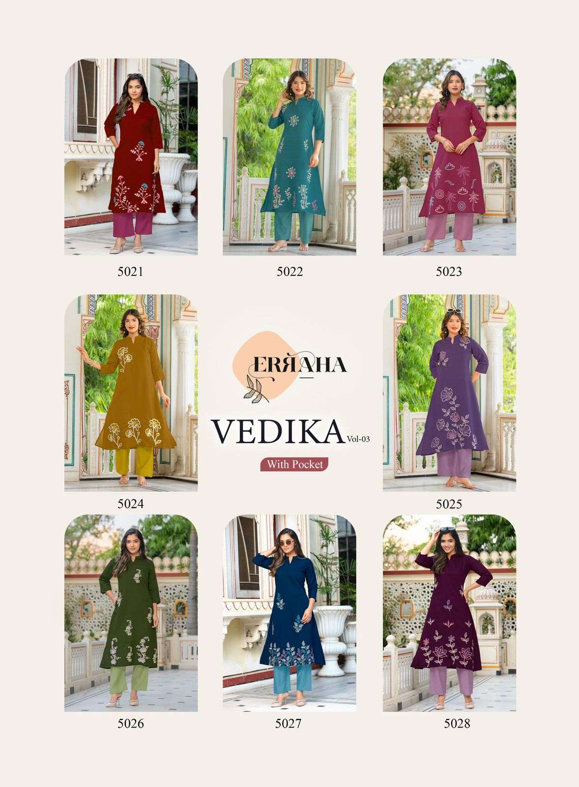 Erraha Vedika Vol 3 Embroidered Kurti Bottom Set