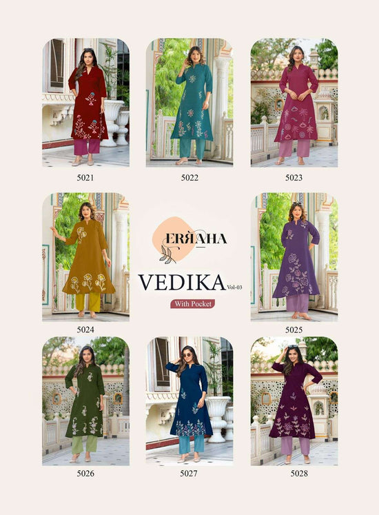 Erraha Vedika Vol 3 Embroidered Kurti Bottom Set