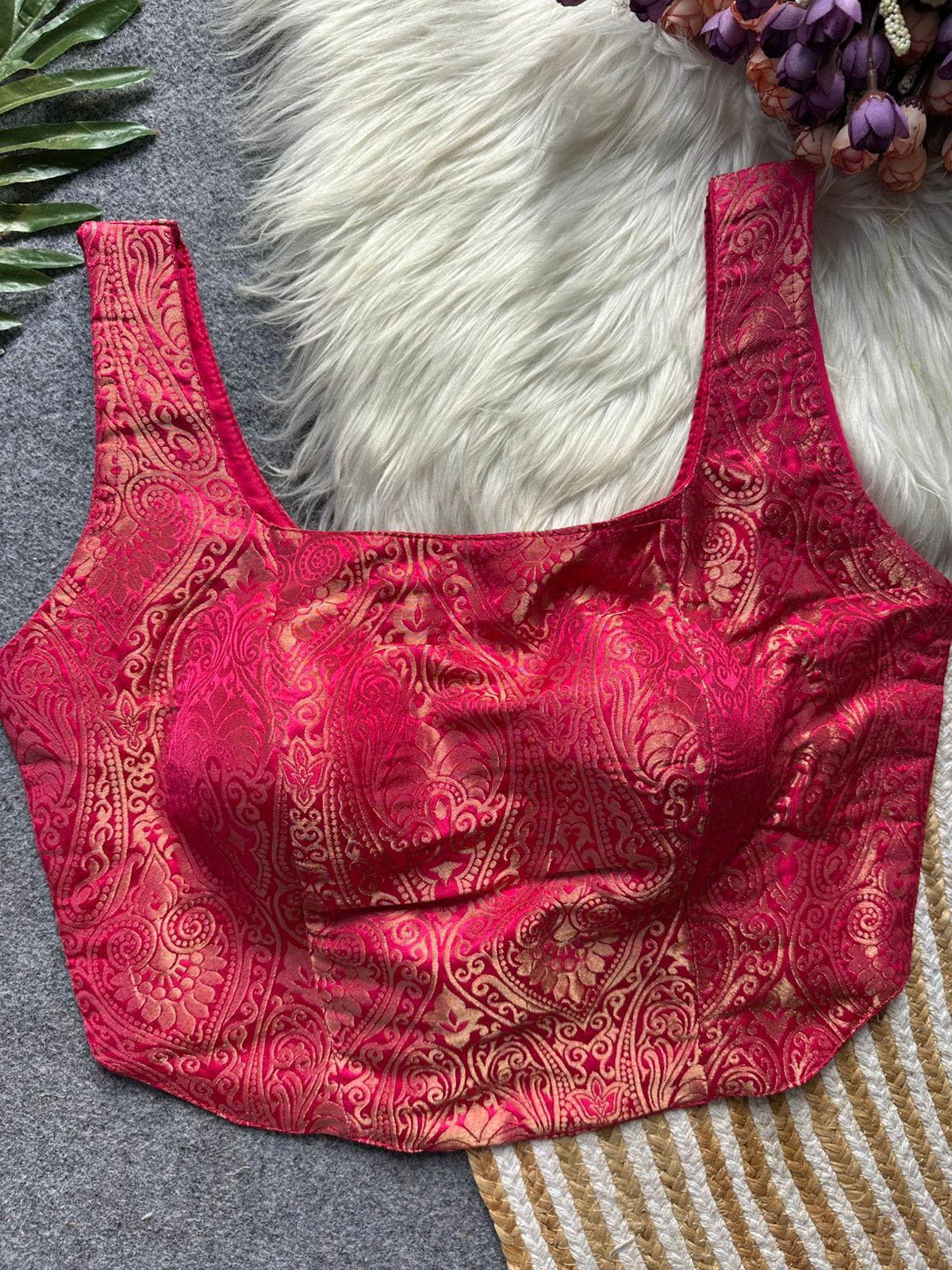 Fab 230 Satin Silk Jacquard Blouse