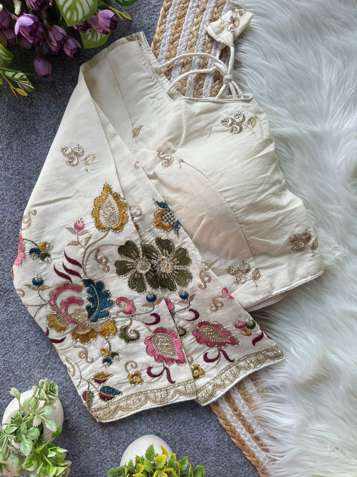 Fab Khadi Pipe Vol 1 Embroidered Blouse