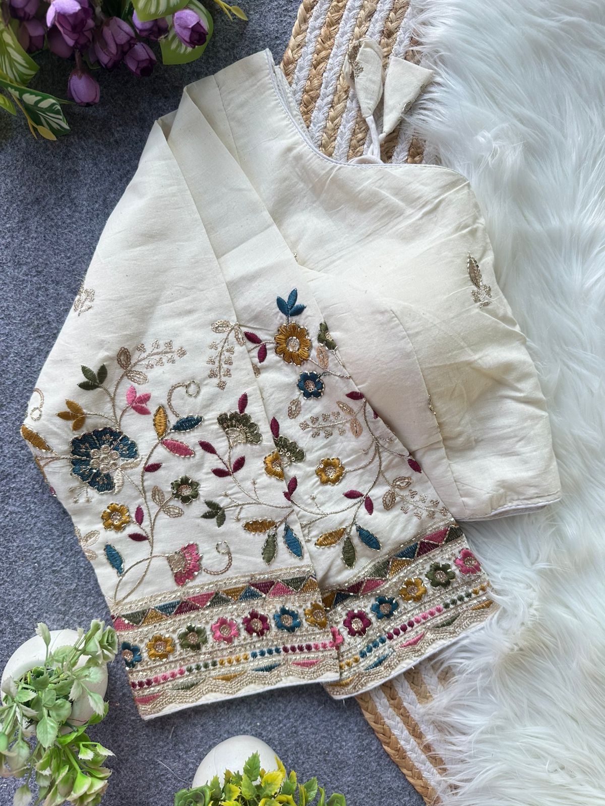 Fab Khadi Pipe Vol 1 Embroidered Blouse