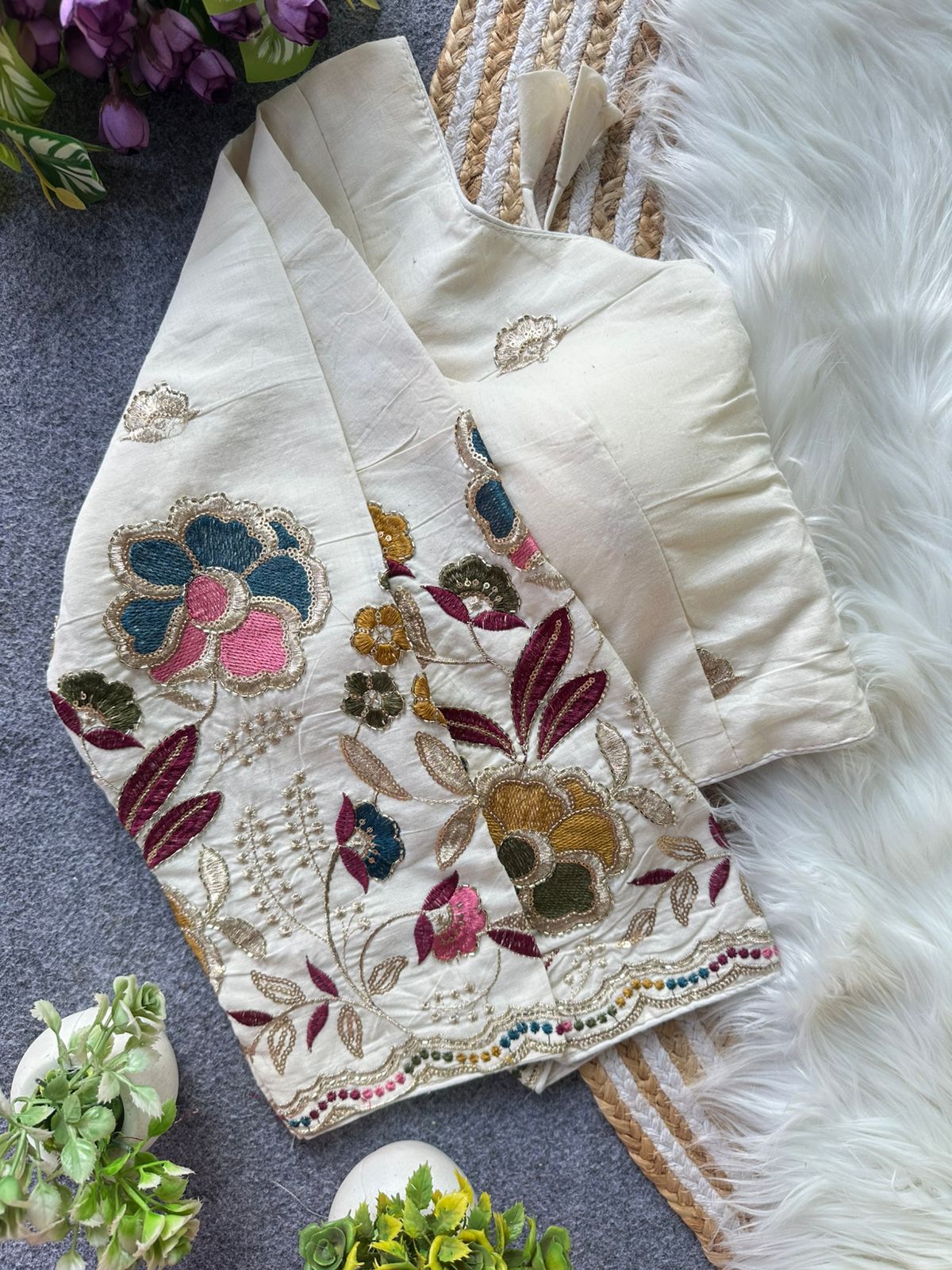 Fab Khadi Pipe Vol 1 Embroidered Blouse
