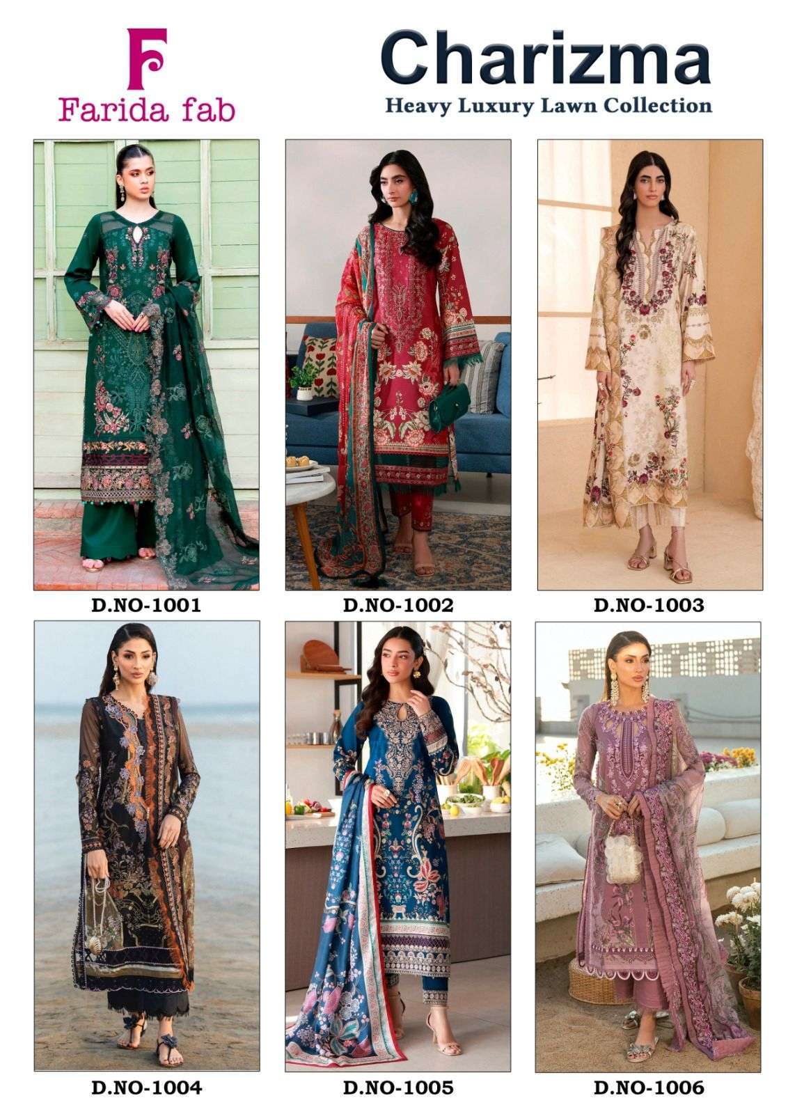 Farida Fab Charizma 1001 To 1006 Cotton Pakistani Suit