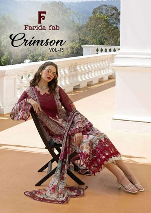 Farida Fab Crimson Vol 15 Pure Cotton Pakistani Suit