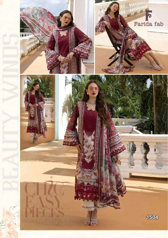 Farida Fab Crimson Vol 15 Pure Cotton Pakistani Suit - Amrah Wholesale