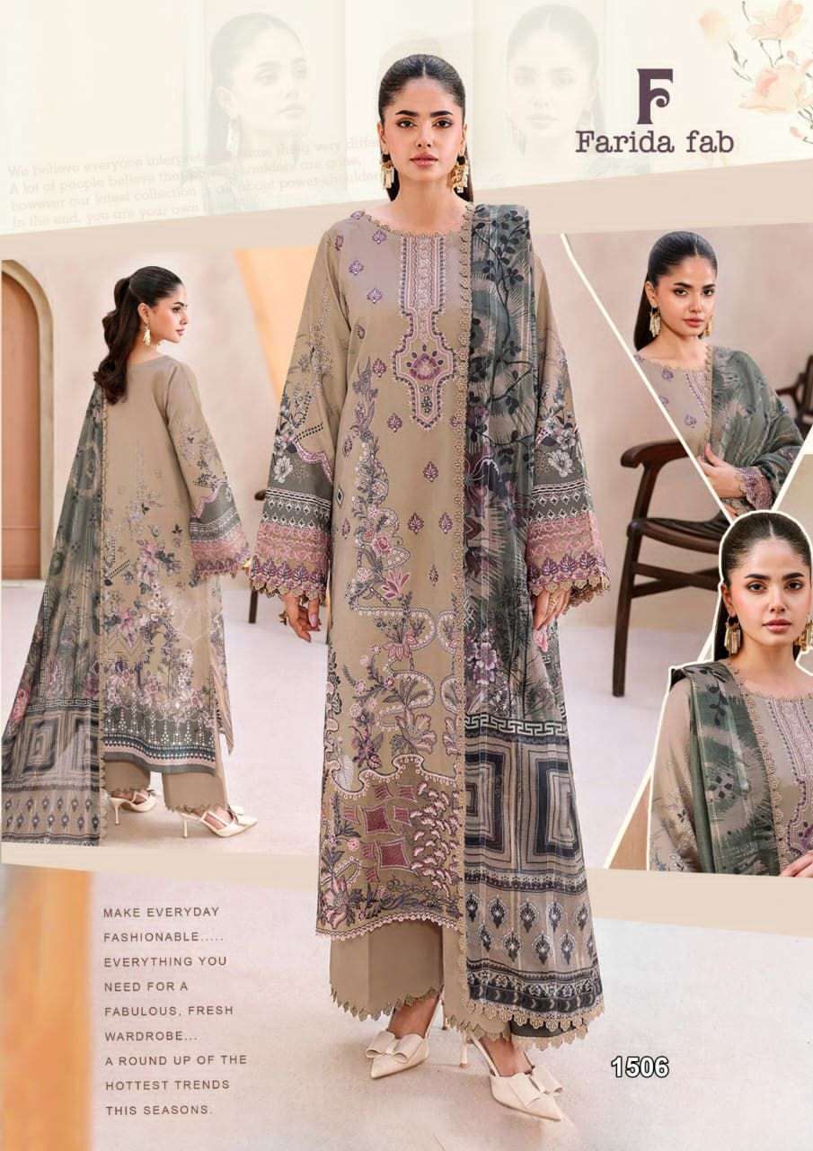 Farida Fab Crimson Vol 15 Pure Cotton Pakistani Suit - Amrah Wholesale