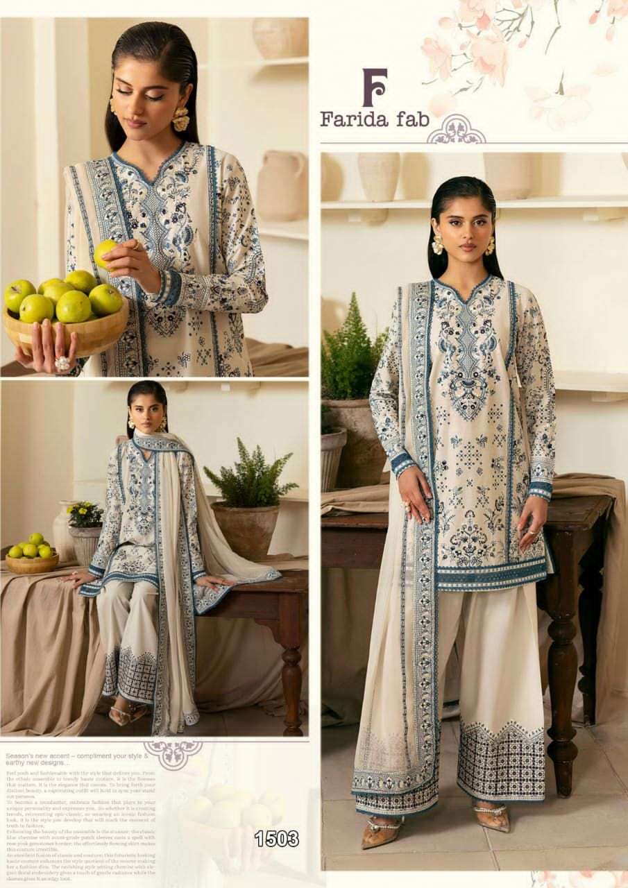 Farida Fab Crimson Vol 15 Pure Cotton Pakistani Suit - Amrah Wholesale