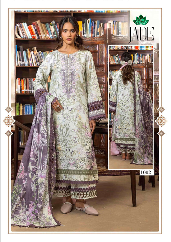 Farida Fab Jade Bin Saeed Cotton Unstitched Pakistani Suit Set - Amrah Wholesale