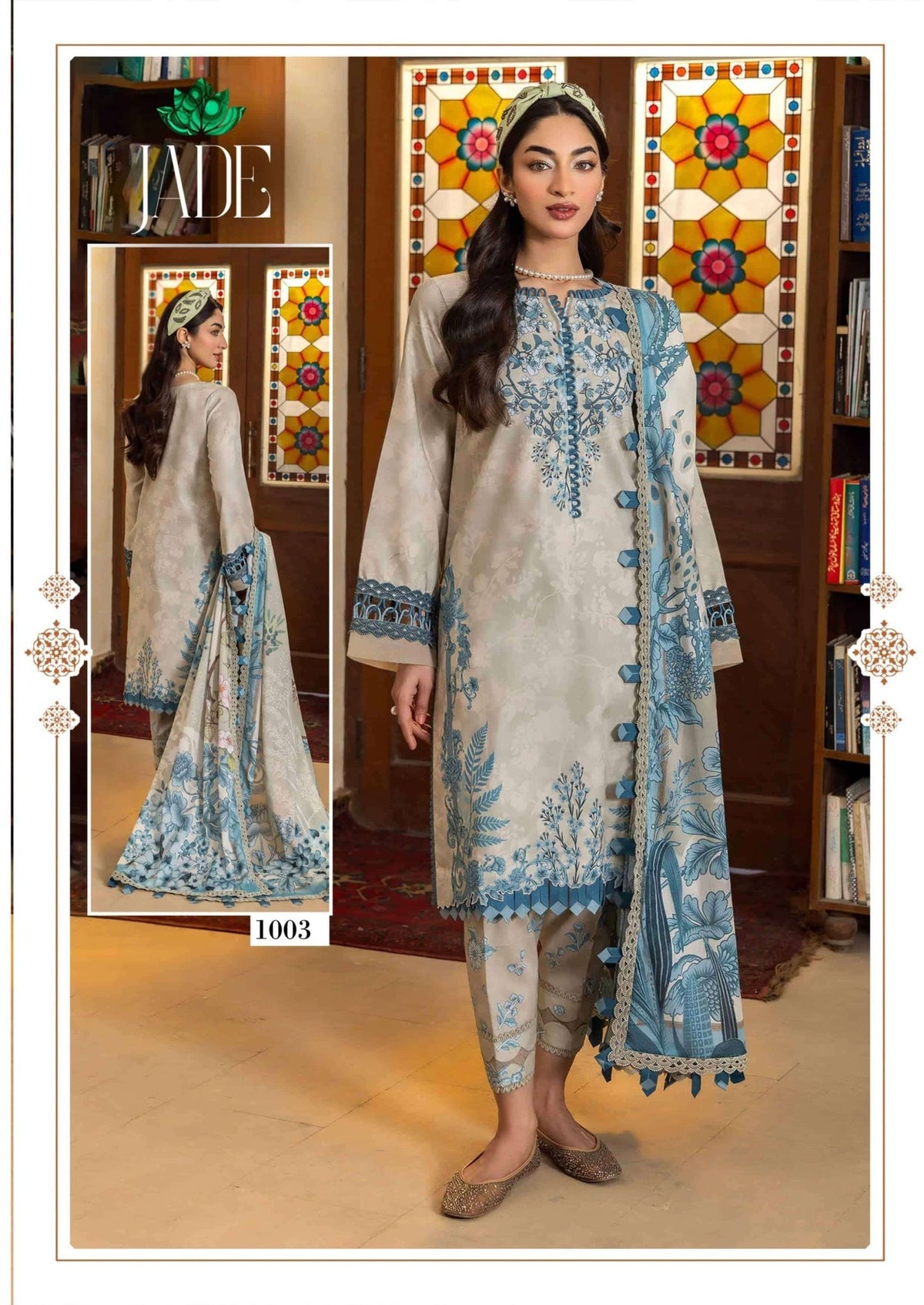 Farida Fab Jade Bin Saeed Cotton Unstitched Pakistani Suit Set - Amrah Wholesale