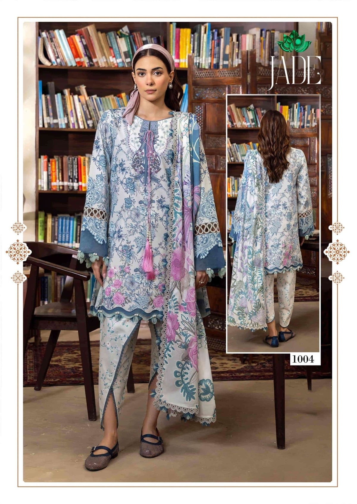 Farida Fab Jade Bin Saeed Cotton Unstitched Pakistani Suit Set - Amrah Wholesale