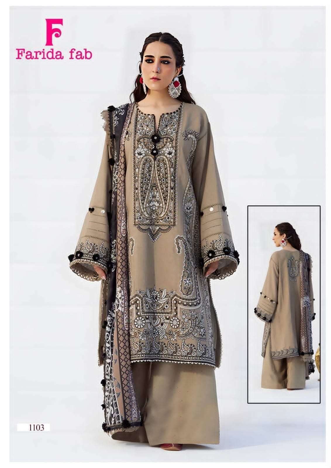 FARIDA FAB MARIA B VOL-11 Cotton Embroidered Pakistani Suit Set