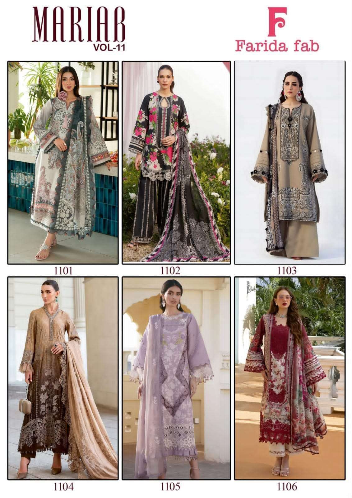 FARIDA FAB MARIA B VOL-11 Cotton Embroidered Pakistani Suit Set