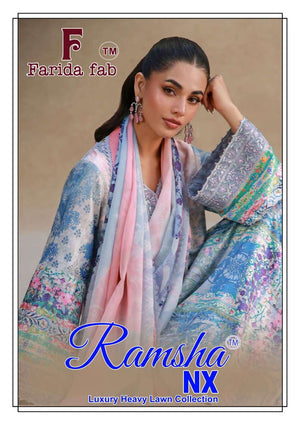 Farida Fab Ramsha Nx Heavy Lawn Printed Dress Material