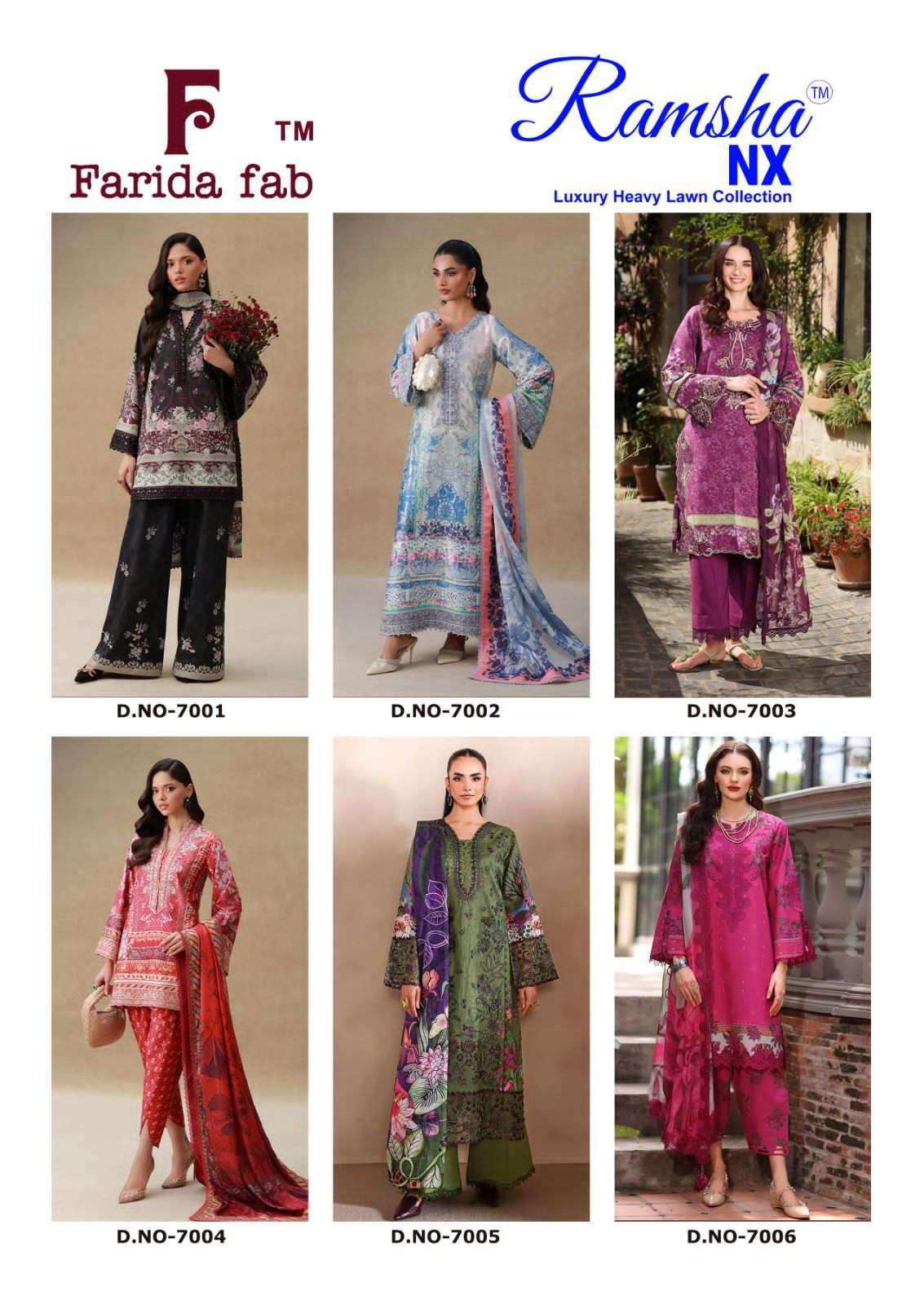 Farida Fab Ramsha Nx Heavy Lawn Printed Dress Material