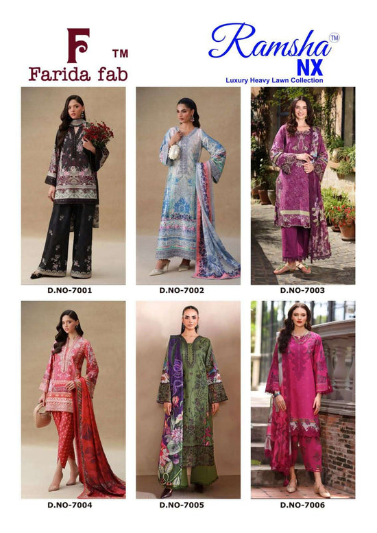 Farida Fab Ramsha Nx Heavy Lawn Printed Dress Material