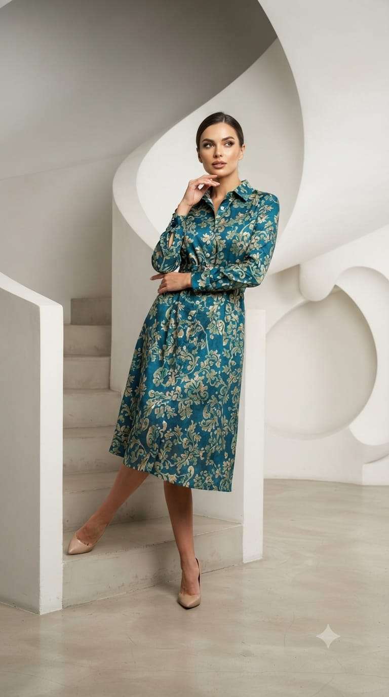 Fashion Talk D-120 Heavy Rayon Frock Style Flared Gown