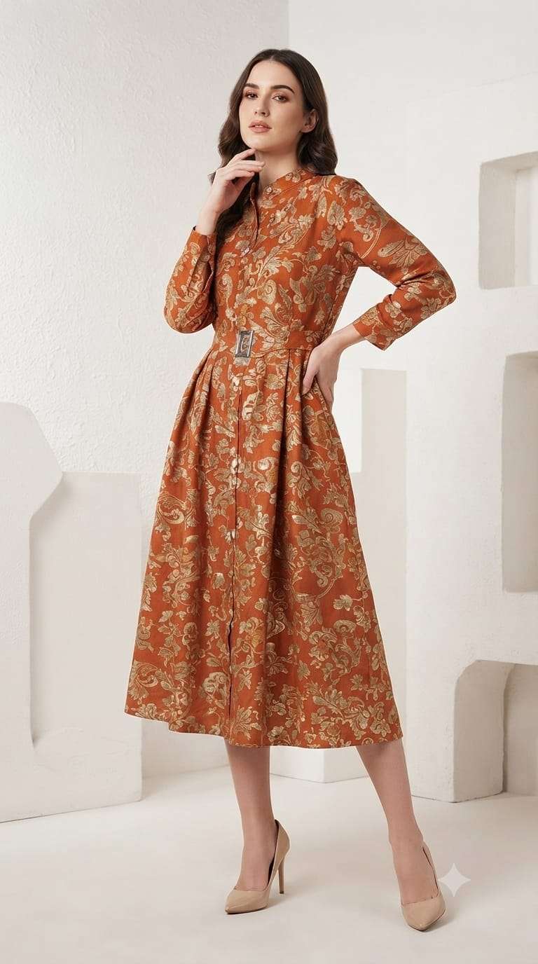 Fashion Talk D-120 Heavy Rayon Frock Style Flared Gown
