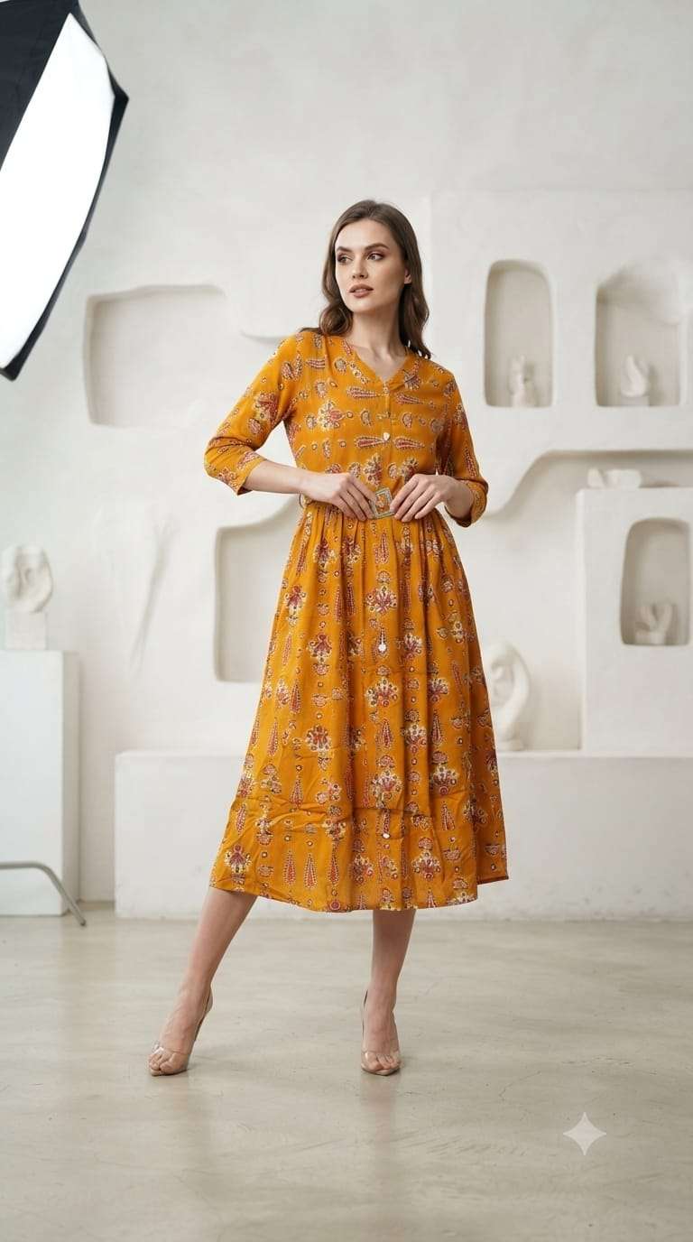 Fashion Talk D-124 Heavy Rayon Ankle Length Flared Gown