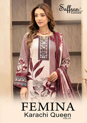 Femina Karachi Queen Vol 1 Indo Cotton Printed Dress Material