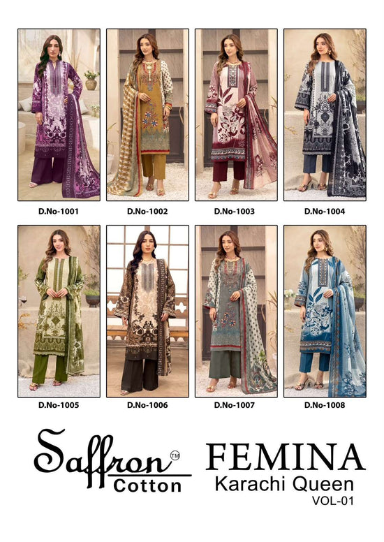 Femina Karachi Queen Vol 1 Indo Cotton Printed Dress Material