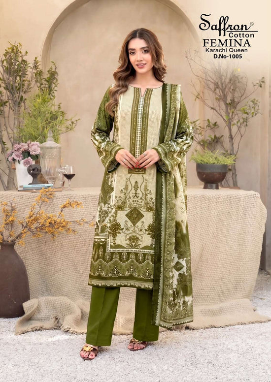 Femina Karachi Queen Vol 1 Indo Cotton Printed Dress Material